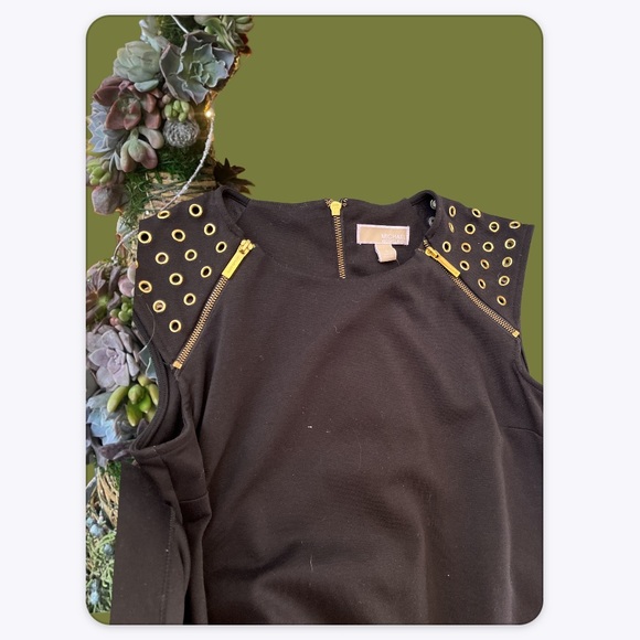 Michael Kors Black Sleeveless Dress Gold Rivet Accent - Picture 3 of 3